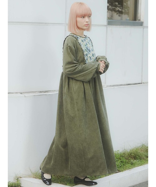 merry jenny（メリージェニー）の「ジャガードコンビコールワンピース（ワンピース・レディース・ボルドー/グリーン/ブラウン・FREE）」の5枚目の写真