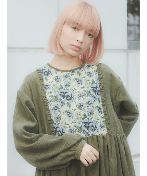 merry jenny（メリージェニー）の「ジャガードコンビコールワンピース（ワンピース・レディース・ボルドー/グリーン/ブラウン・FREE）」の8枚目の写真