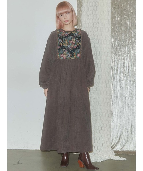 merry jenny（メリージェニー）の「ジャガードコンビコールワンピース（ワンピース・レディース・ボルドー/グリーン/ブラウン・FREE）」の15枚目の写真