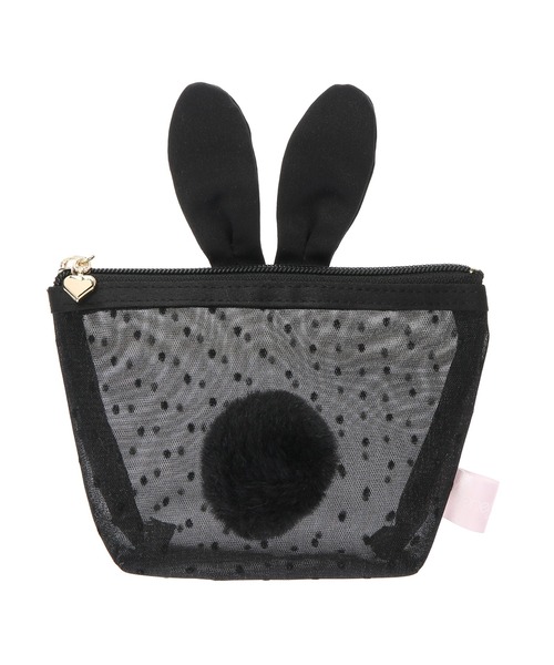 Honey Salon(ハニーサロン)の「ドットチュールラパンポーチ(ポーチ・レディース・ブラック/ベージュ/アイボリー・FREE)」の3枚目の写真