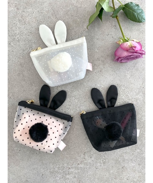 Honey Salon(ハニーサロン)の「ドットチュールラパンポーチ(ポーチ・レディース・ブラック/ベージュ/アイボリー・FREE)」の12枚目の写真