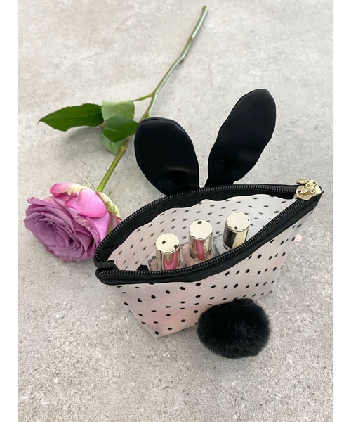 Honey Salon(ハニーサロン)の「ドットチュールラパンポーチ(ポーチ・レディース・ブラック/ベージュ/アイボリー・FREE)」の10枚目の写真