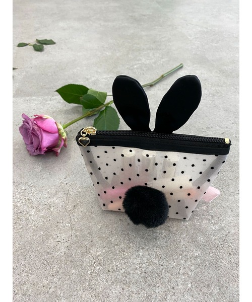 Honey Salon(ハニーサロン)の「ドットチュールラパンポーチ(ポーチ・レディース・ブラック/ベージュ/アイボリー・FREE)」の18枚目の写真