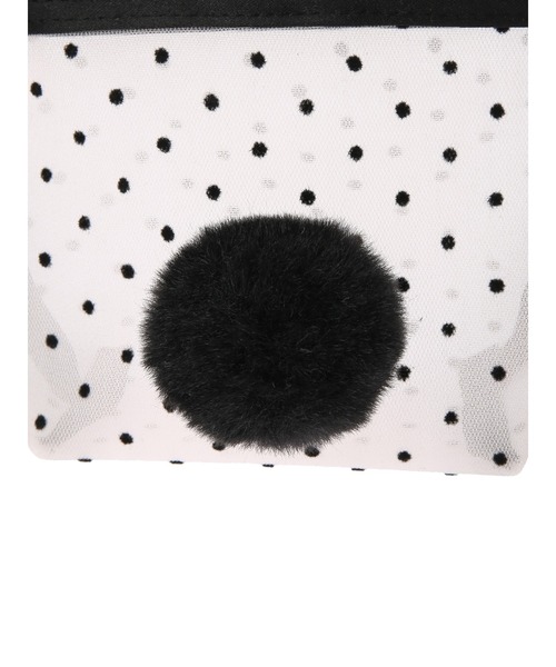 Honey Salon(ハニーサロン)の「ドットチュールラパンポーチ(ポーチ・レディース・ブラック/ベージュ/アイボリー・FREE)」の5枚目の写真