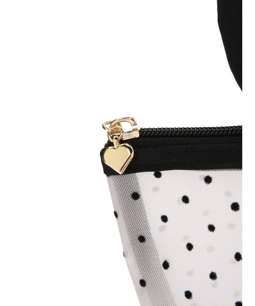 Honey Salon(ハニーサロン)の「ドットチュールラパンポーチ(ポーチ・レディース・ブラック/ベージュ/アイボリー・FREE)」の9枚目の写真