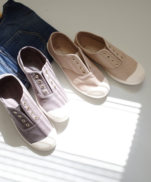 AmiAmi（アミアミ）の「キャンバススリッポンスニーカー（スニーカー・レディース・グレイッシュベージュ/チャコール/ブラック・22.5cm/23cm/23.5cm/24cm/24.5cm/25cm）」の8枚目の写真