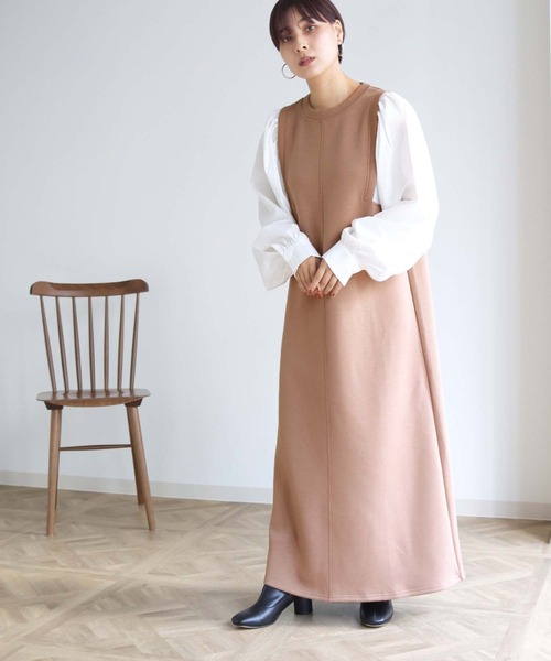 HER CLOSET(ハークローゼット)の「【shemoshelly】ボリューム袖ドッキングダンボールワンピース(ワンピース・レディース・ブラック/ベージュ/ブラウン/カーキ・M)」の18枚目の写真