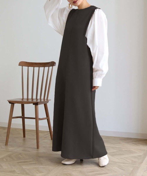 HER CLOSET(ハークローゼット)の「【shemoshelly】ボリューム袖ドッキングダンボールワンピース(ワンピース・レディース・ブラック/ベージュ/ブラウン/カーキ・M)」の8枚目の写真