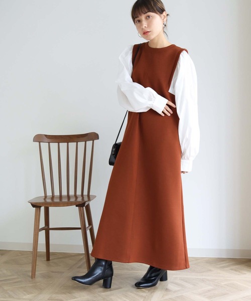 HER CLOSET(ハークローゼット)の「【shemoshelly】ボリューム袖ドッキングダンボールワンピース(ワンピース・レディース・ブラック/ベージュ/ブラウン/カーキ・M)」の11枚目の写真