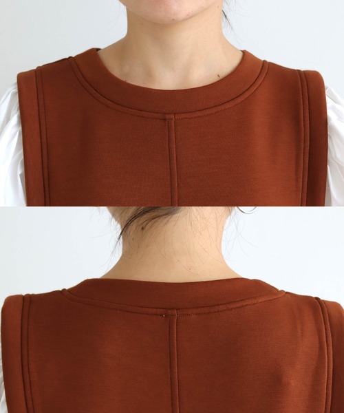 HER CLOSET(ハークローゼット)の「【shemoshelly】ボリューム袖ドッキングダンボールワンピース(ワンピース・レディース・ブラック/ベージュ/ブラウン/カーキ・M)」の16枚目の写真