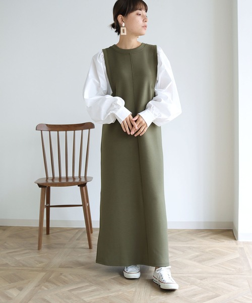 HER CLOSET(ハークローゼット)の「【shemoshelly】ボリューム袖ドッキングダンボールワンピース(ワンピース・レディース・ブラック/ベージュ/ブラウン/カーキ・M)」の19枚目の写真