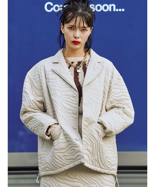 jouetie（ジュエティ）の「【セットアップ対応】キルトジャケット（その他アウター・レディース・ブラック/パープル/カーキ/アイボリー・MEDIUM）」の2枚目の写真