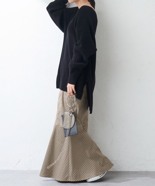 DISCOAT（ディスコート）の「畦Vネックプルオーバー（ニット/セーター・レディース・ホワイト系その他/パープル/ブラック・FREE）」の8枚目の写真