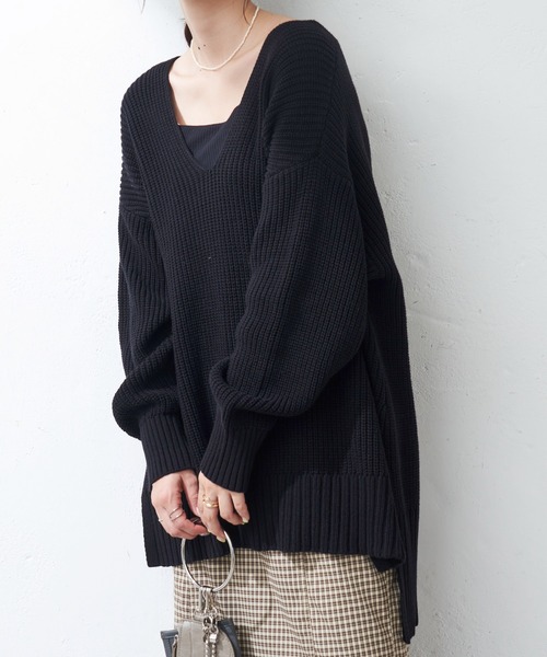 DISCOAT（ディスコート）の「畦Vネックプルオーバー（ニット/セーター・レディース・ホワイト系その他/パープル/ブラック・FREE）」の10枚目の写真