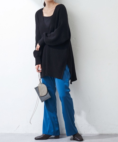 DISCOAT（ディスコート）の「畦Vネックプルオーバー（ニット/セーター・レディース・ホワイト系その他/パープル/ブラック・FREE）」の12枚目の写真