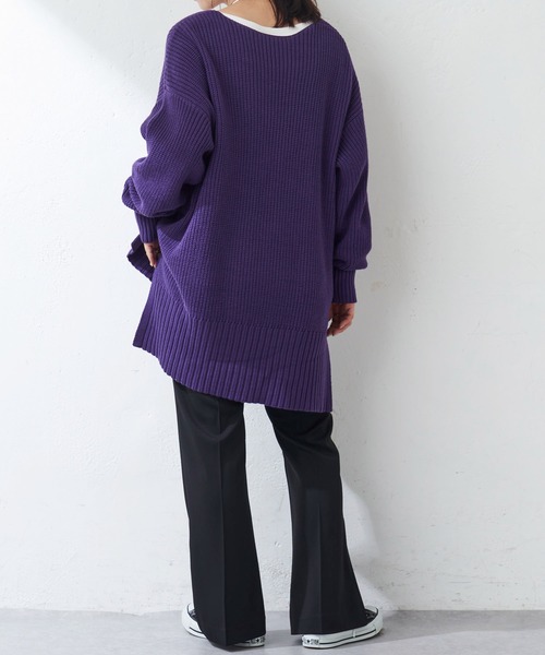 DISCOAT（ディスコート）の「畦Vネックプルオーバー（ニット/セーター・レディース・ホワイト系その他/パープル/ブラック・FREE）」の17枚目の写真