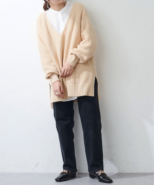 DISCOAT（ディスコート）の「畦Vネックプルオーバー（ニット/セーター・レディース・ホワイト系その他/パープル/ブラック・FREE）」の21枚目の写真