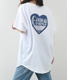 オーバーサイズバックプリントロング丈Tシャツ