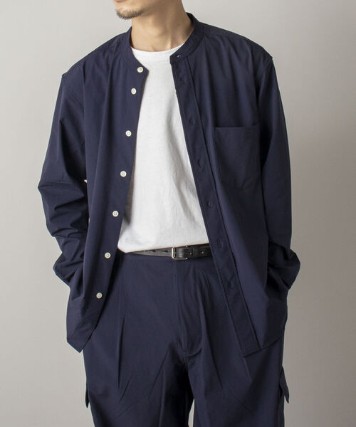 GLOSTER（グロスター）の「【RIP-STOP/リップストップ生地使用】【GLOSTER/グロスター】BANDCOLLAR バンドカラーシャツ（シャツ/ブラウス・メンズ・ブラック/ネイビー・LARGE/MEDIUM）」の18枚目の写真