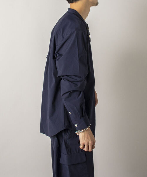 GLOSTER（グロスター）の「【RIP-STOP/リップストップ生地使用】【GLOSTER/グロスター】BANDCOLLAR バンドカラーシャツ（シャツ/ブラウス・メンズ・ブラック/ネイビー・LARGE/MEDIUM）」の19枚目の写真