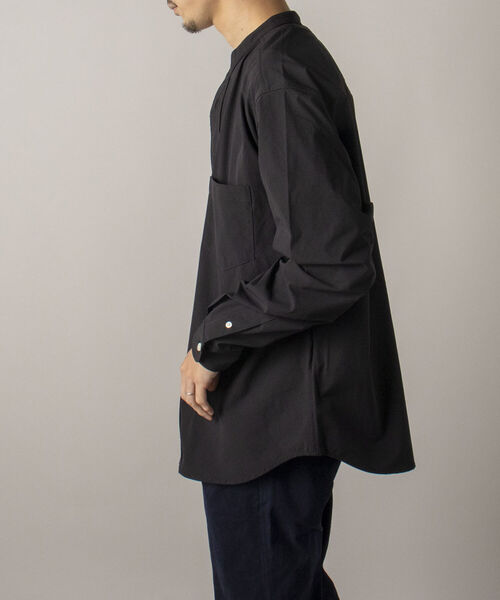 GLOSTER（グロスター）の「【RIP-STOP/リップストップ生地使用】【GLOSTER/グロスター】BANDCOLLAR バンドカラーシャツ（シャツ/ブラウス・メンズ・ブラック/ネイビー・LARGE/MEDIUM）」の7枚目の写真