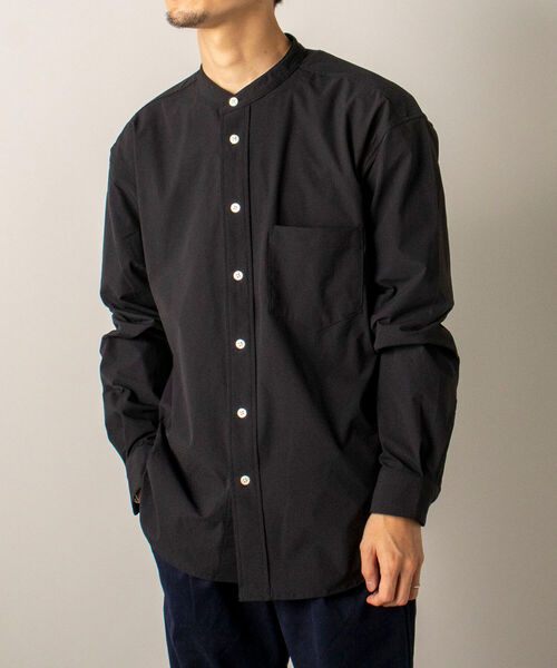 GLOSTER（グロスター）の「【RIP-STOP/リップストップ生地使用】【GLOSTER/グロスター】BANDCOLLAR バンドカラーシャツ（シャツ/ブラウス・メンズ・ブラック/ネイビー・LARGE/MEDIUM）」の8枚目の写真