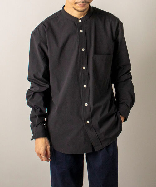 GLOSTER（グロスター）の「【RIP-STOP/リップストップ生地使用】【GLOSTER/グロスター】BANDCOLLAR バンドカラーシャツ（シャツ/ブラウス・メンズ・ブラック/ネイビー・LARGE/MEDIUM）」の10枚目の写真