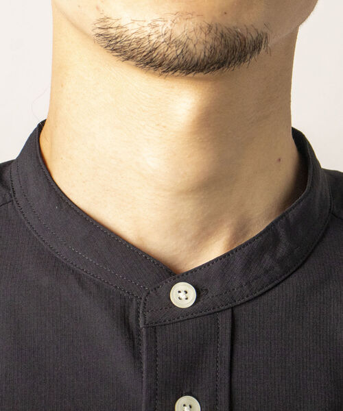 GLOSTER（グロスター）の「【RIP-STOP/リップストップ生地使用】【GLOSTER/グロスター】BANDCOLLAR バンドカラーシャツ（シャツ/ブラウス・メンズ・ブラック/ネイビー・LARGE/MEDIUM）」の11枚目の写真