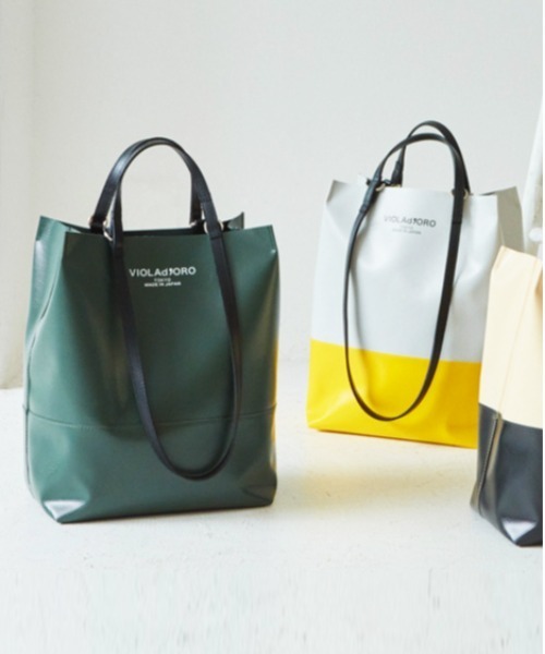 Jines（ジネス）の「VIOLAd′ORO(ヴィオラドーロ）/V-1381　2WAYハンドルターポリン素材☆超軽量トートBAG（トートバッグ・レディース・ブラック/カーキ/ホワイト×ブラック/イエロー系・FREE）」の5枚目の写真