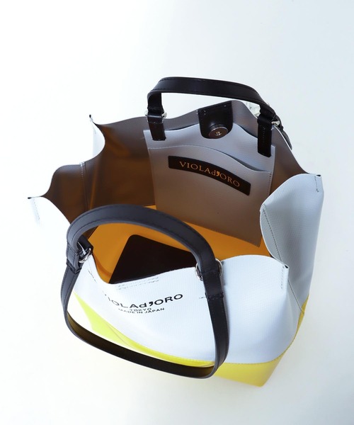 Jines（ジネス）の「VIOLAd′ORO(ヴィオラドーロ）/V-1381　2WAYハンドルターポリン素材☆超軽量トートBAG（トートバッグ・レディース・ブラック/カーキ/ホワイト×ブラック/イエロー系・FREE）」の22枚目の写真