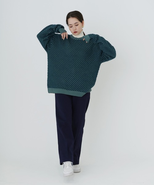 TINA：JOJUN（ティーナジョジュン）の「ユニセックス 柄編みニット TINA：JOJUN（ニット/セーター・レディース・グリーン/オレンジ・M）」の17枚目の写真