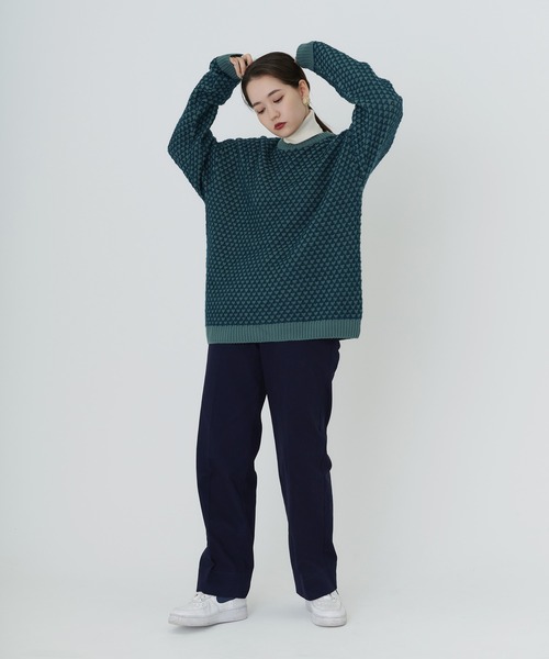 TINA：JOJUN（ティーナジョジュン）の「ユニセックス 柄編みニット TINA：JOJUN（ニット/セーター・レディース・グリーン/オレンジ・M）」の18枚目の写真