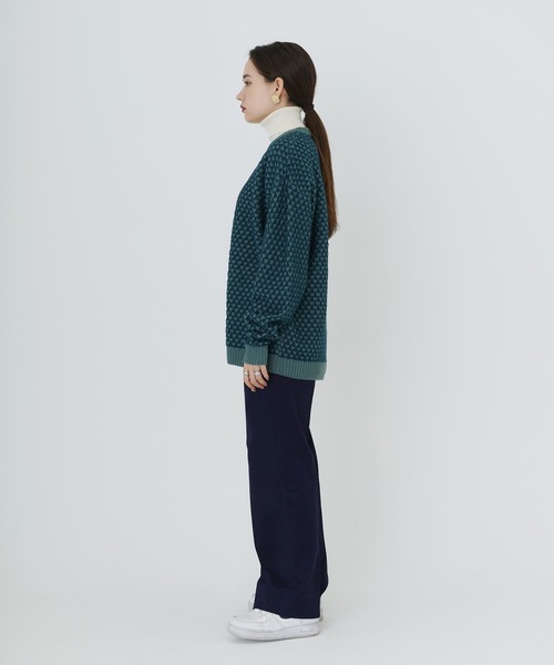 TINA：JOJUN（ティーナジョジュン）の「ユニセックス 柄編みニット TINA：JOJUN（ニット/セーター・レディース・グリーン/オレンジ・M）」の19枚目の写真