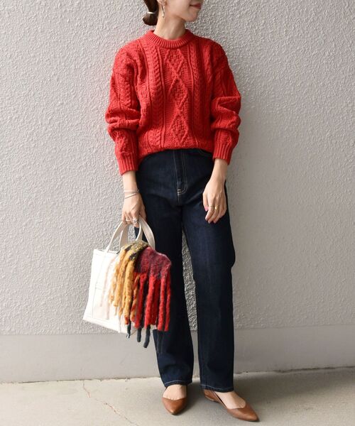 Oldderby Knitwear(オールダービーニットウェア)の「【SHIPS any別注】Oldderby Knitwear: アラン ケーブル ニット プルオーバー(ニット/セーター・レディース・レッド/ネイビー/ライトグリーン・ONE SIZE)」の19枚目の写真