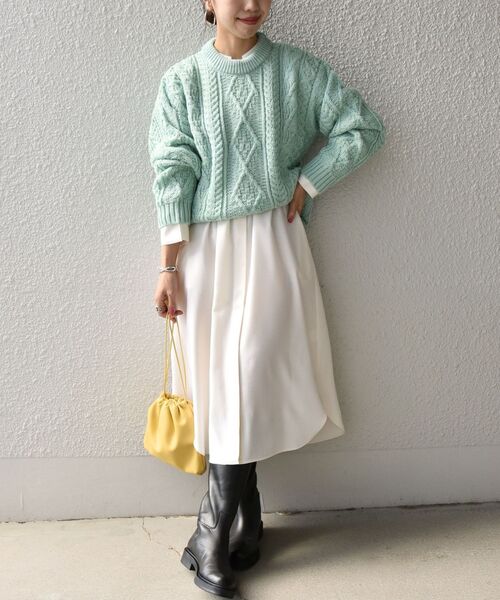 Oldderby Knitwear(オールダービーニットウェア)の「【SHIPS any別注】Oldderby Knitwear: アラン ケーブル ニット プルオーバー(ニット/セーター・レディース・レッド/ネイビー/ライトグリーン・ONE SIZE)」の16枚目の写真