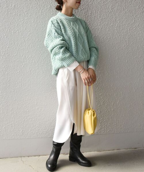 Oldderby Knitwear(オールダービーニットウェア)の「【SHIPS any別注】Oldderby Knitwear: アラン ケーブル ニット プルオーバー(ニット/セーター・レディース・レッド/ネイビー/ライトグリーン・ONE SIZE)」の15枚目の写真