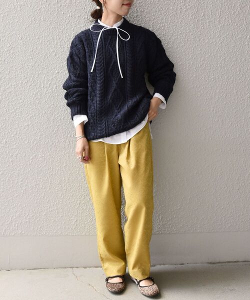 Oldderby Knitwear(オールダービーニットウェア)の「【SHIPS any別注】Oldderby Knitwear: アラン ケーブル ニット プルオーバー(ニット/セーター・レディース・レッド/ネイビー/ライトグリーン・ONE SIZE)」の11枚目の写真