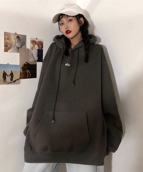 Chaco closet(チャコ クローゼット)の「ワンポイントプリントBIGパーカー(パーカー・レディース・ネイビー/グリーン/ブラウン・XL)」の2枚目の写真