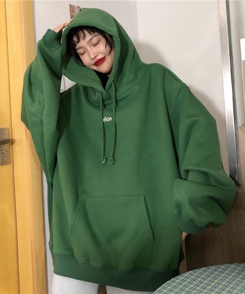 Chaco closet(チャコ クローゼット)の「ワンポイントプリントBIGパーカー(パーカー・レディース・ネイビー/グリーン/ブラウン・XL)」の5枚目の写真