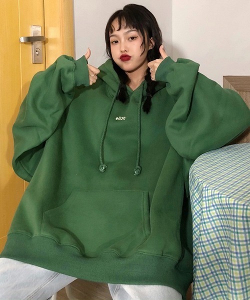 Chaco closet(チャコ クローゼット)の「ワンポイントプリントBIGパーカー(パーカー・レディース・ネイビー/グリーン/ブラウン・XL)」の6枚目の写真