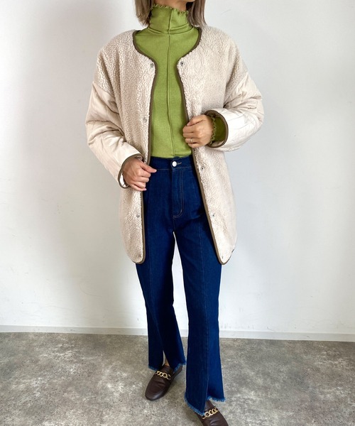 MLI'A(エムリア)の「ハイネックメロウカットトップス(Tシャツ/カットソー・レディース・オフホワイト/オレンジ/グリーン/ライトグリーン/ブラック・M)」の13枚目の写真