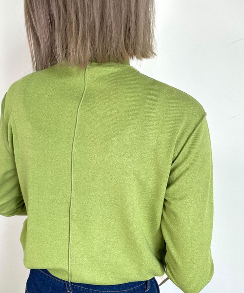 MLI'A(エムリア)の「ハイネックメロウカットトップス(Tシャツ/カットソー・レディース・オフホワイト/オレンジ/グリーン/ライトグリーン/ブラック・M)」の16枚目の写真