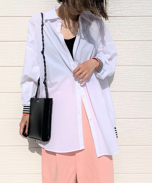 Q（キュー）の「Qカラーリブドッキングシャツ（シャツ/ブラウス・レディース・ブルー系その他/ホワイト/ネイビー/アイボリー/ライトインディゴブルー/グリーン系その他/ホワイト系その他/ホワイト系その他2・MEDIUM）」の5枚目の写真