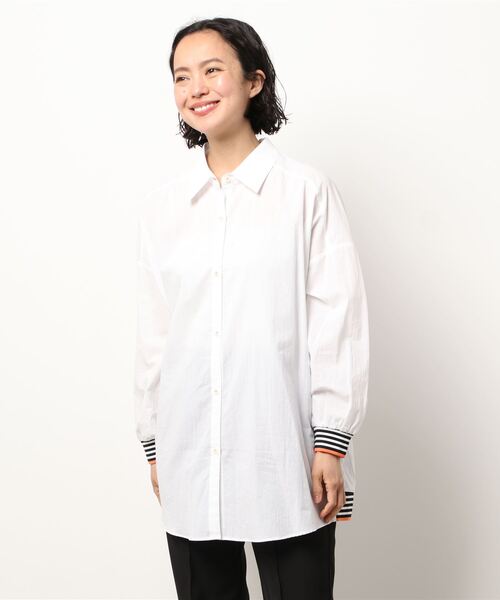 Q（キュー）の「Qカラーリブドッキングシャツ（シャツ/ブラウス・レディース・ブルー系その他/ホワイト/ネイビー/アイボリー/ライトインディゴブルー/グリーン系その他/ホワイト系その他/ホワイト系その他2・MEDIUM）」の12枚目の写真