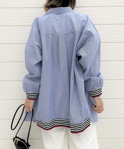 Q（キュー）の「Qカラーリブドッキングシャツ（シャツ/ブラウス・レディース・ブルー系その他/ホワイト/ネイビー/アイボリー/ライトインディゴブルー/グリーン系その他/ホワイト系その他/ホワイト系その他2・MEDIUM）」の11枚目の写真