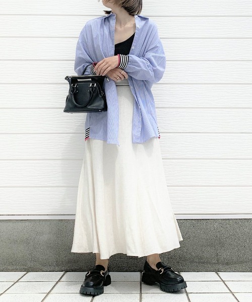 Q（キュー）の「Qカラーリブドッキングシャツ（シャツ/ブラウス・レディース・ブルー系その他/ホワイト/ネイビー/アイボリー/ライトインディゴブルー/グリーン系その他/ホワイト系その他/ホワイト系その他2・MEDIUM）」の9枚目の写真