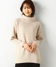 ウォッシャブルハイネック畔編みニットチュニック