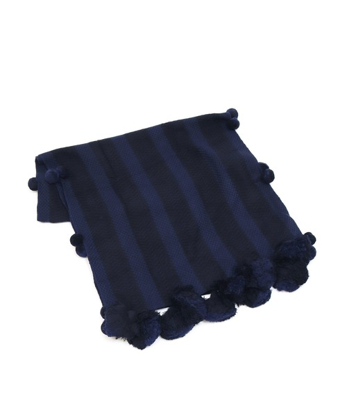 DRESSLAVE（ドレスレイブ）の「JANE CARR / the pom-pom scarf(ポンポン付きロングマフラー)（マフラー・レディース・ネイビー・FREE）」の2枚目の写真
