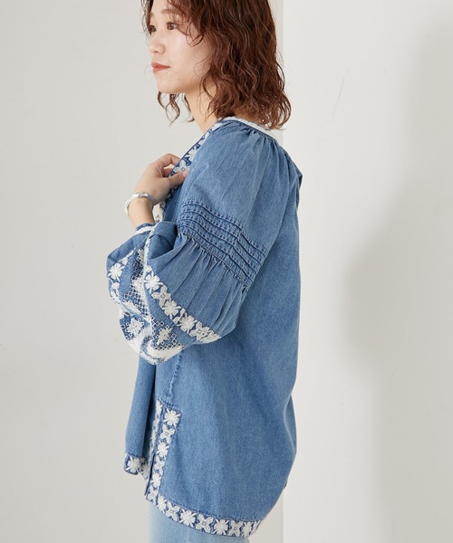 CIAOPANIC TYPY（チャオパニックティピー）の「indiaデニム刺繍シャツジャケット（シャツ/ブラウス・レディース・ブルー・ONE SIZE）」の14枚目の写真