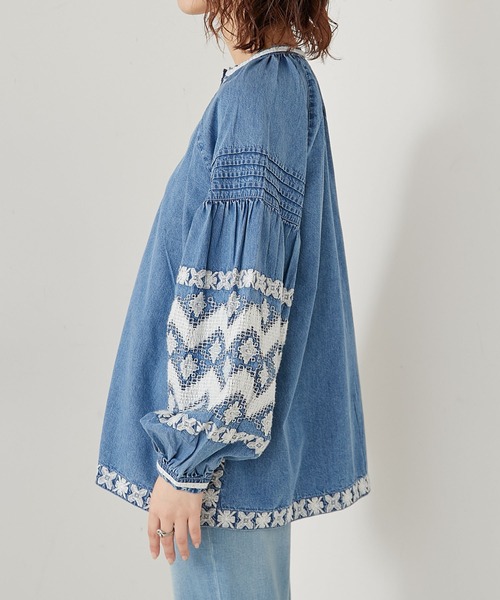 CIAOPANIC TYPY（チャオパニックティピー）の「indiaデニム刺繍シャツジャケット（シャツ/ブラウス・レディース・ブルー・ONE SIZE）」の21枚目の写真